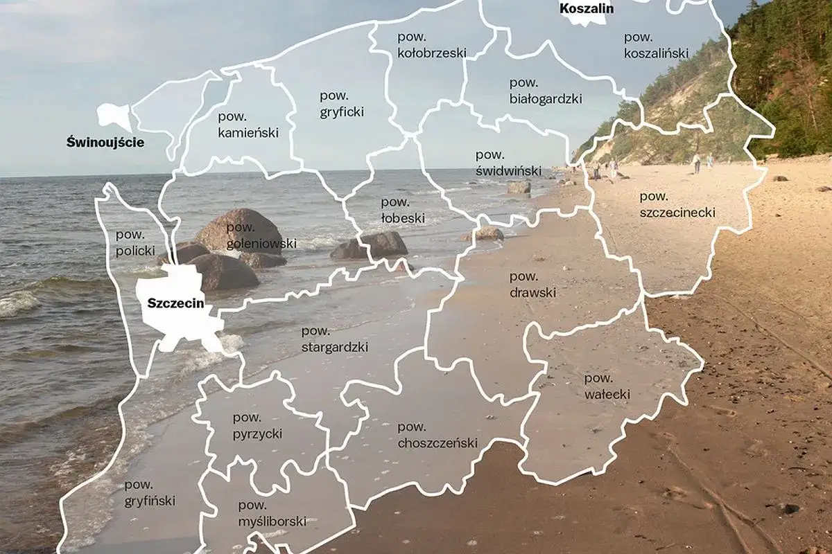 Mapa Polski wojew&oacute;dztwo zachodniopomorskie Szczecin