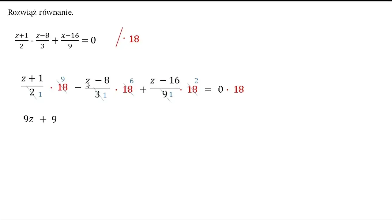 równania z ułamkami trudności