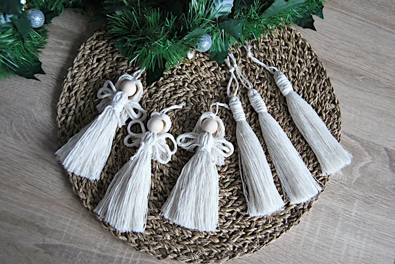 Materiały do makramy ozdoby choinkowe