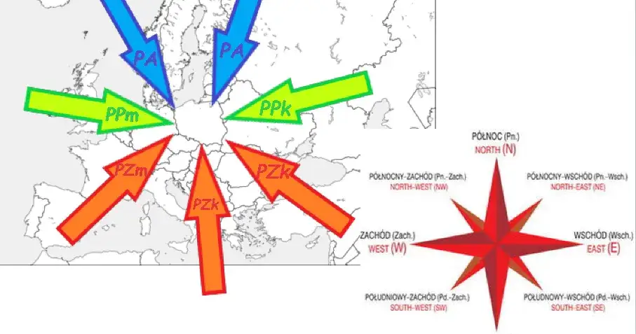 mapa mas powietrza nad Europą Polska