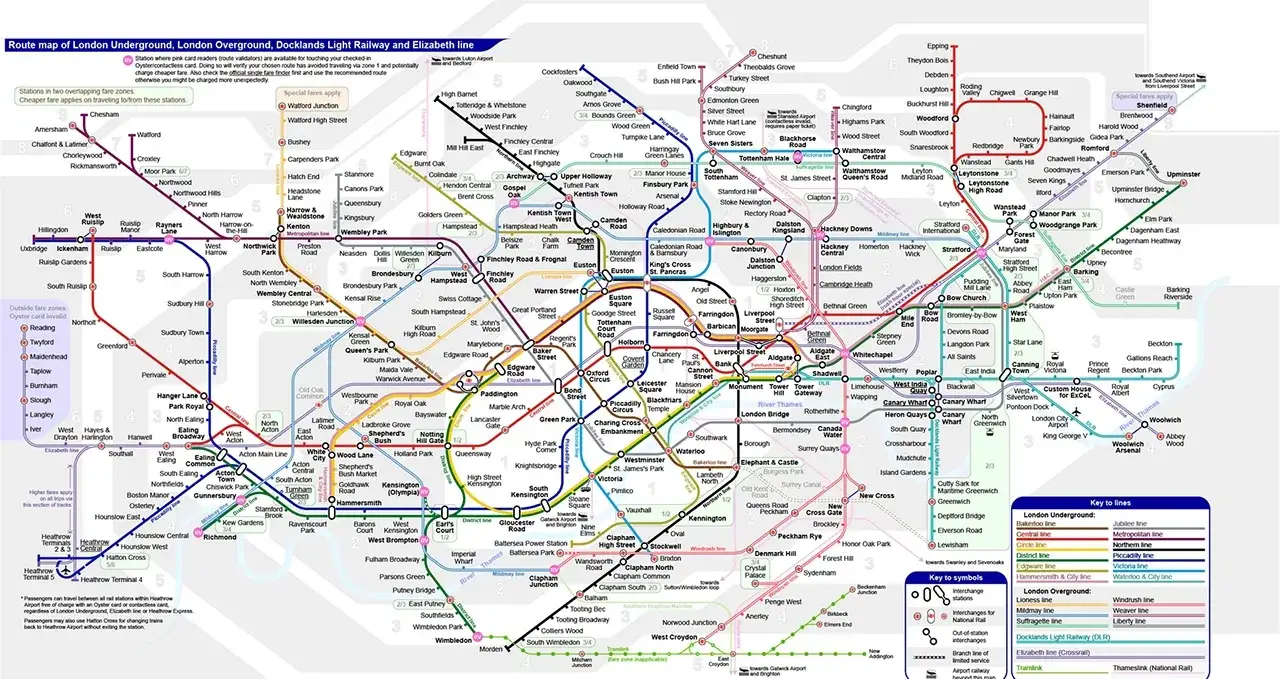 Mapa stref metra Londyn