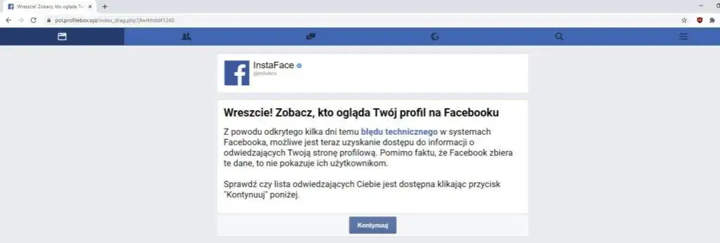 oszustwo facebook kto oglądał profil aplikacja phishing