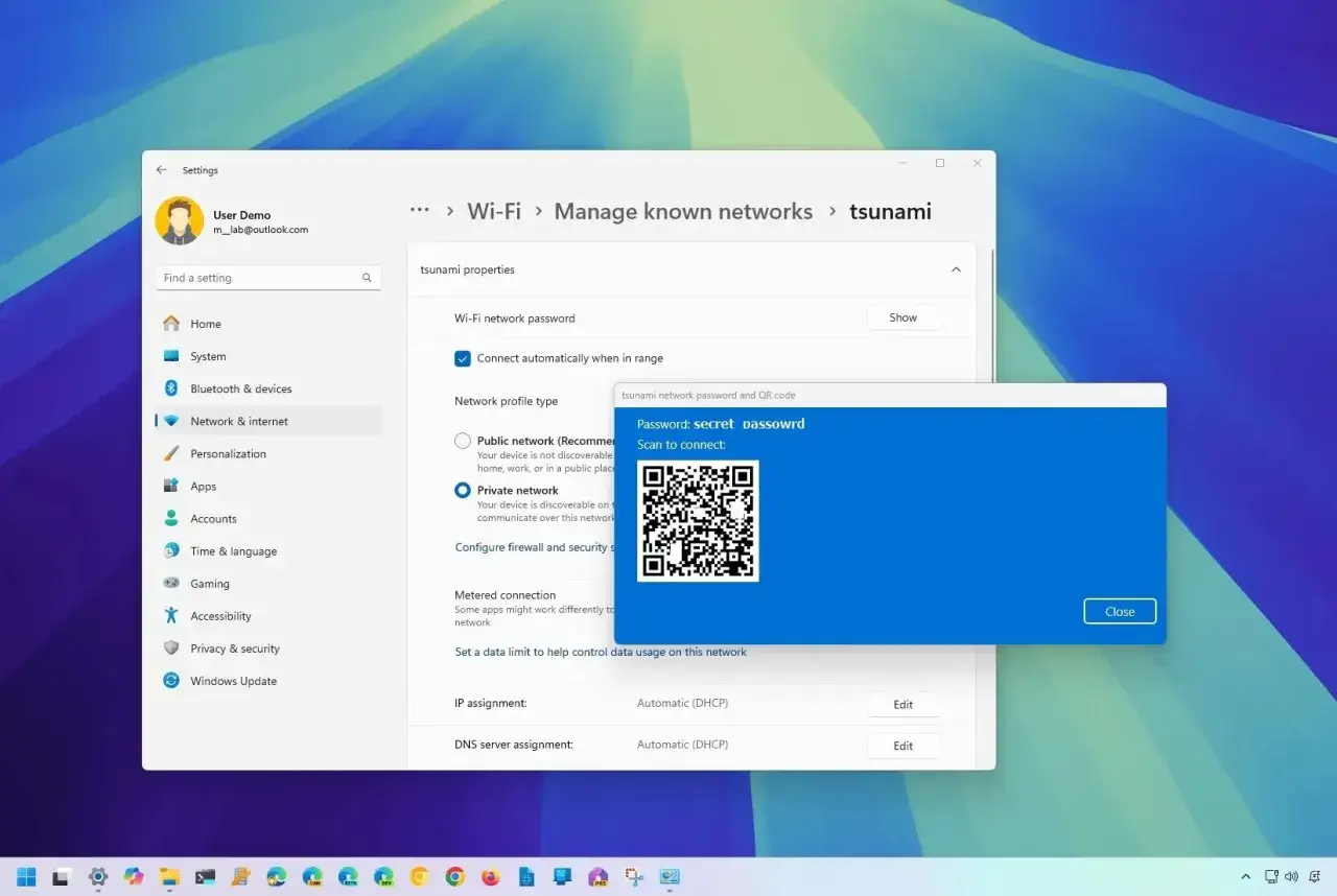 Windows 11 pokazuje hasło wifi 