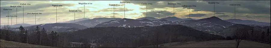 Beskid Wyspowy charakterystyczne szczyty