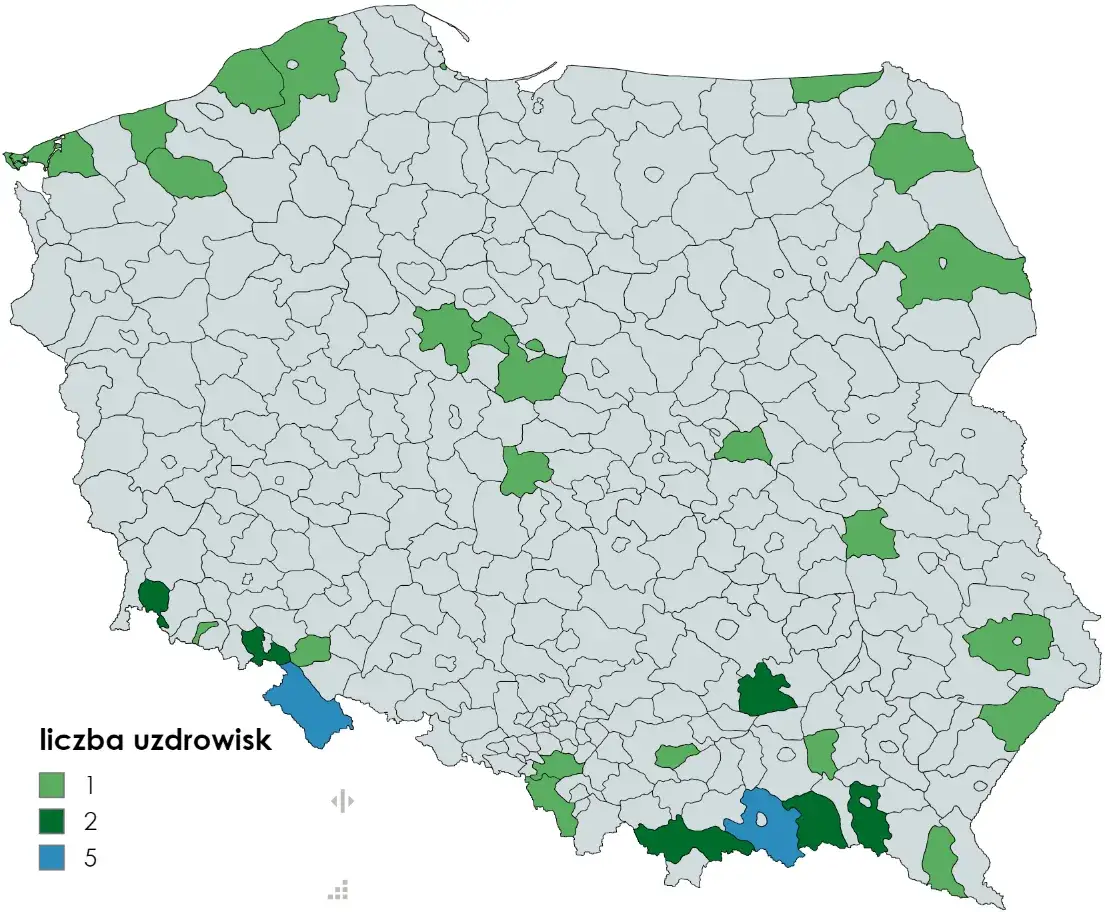 Mapa Polski uzdrowiska sanatoria