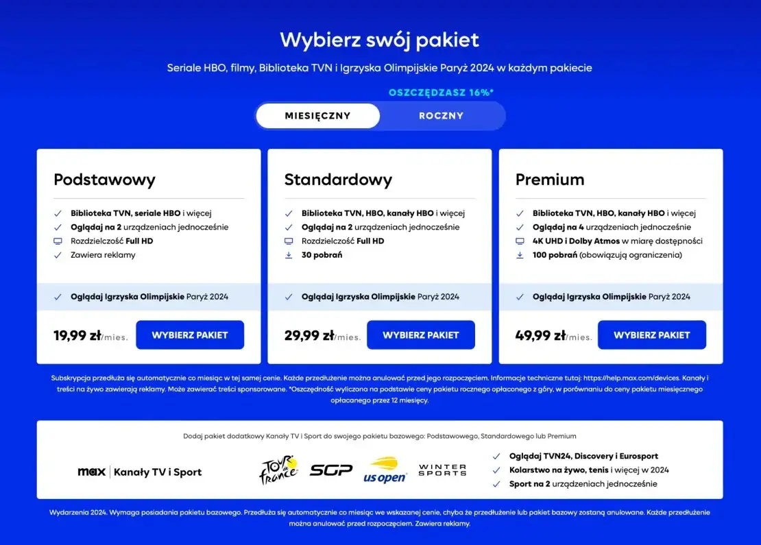 Max kanały TV i sport oferta