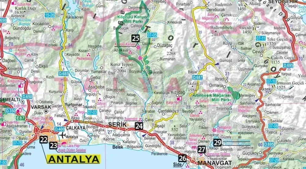Mapa Riwiery Tureckiej z zaznaczonym Morzem Śr&oacute;dziemnym
