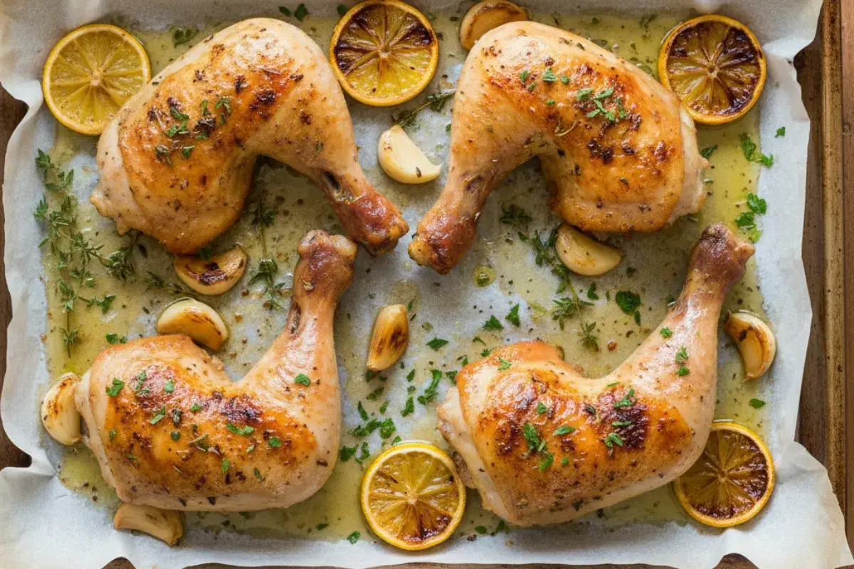 Soczyste udka z kurczaka pieczone z czosnkiem i cytryną. Idealny sposób, jak upiec udka z kurczaka żeby były soczyste.