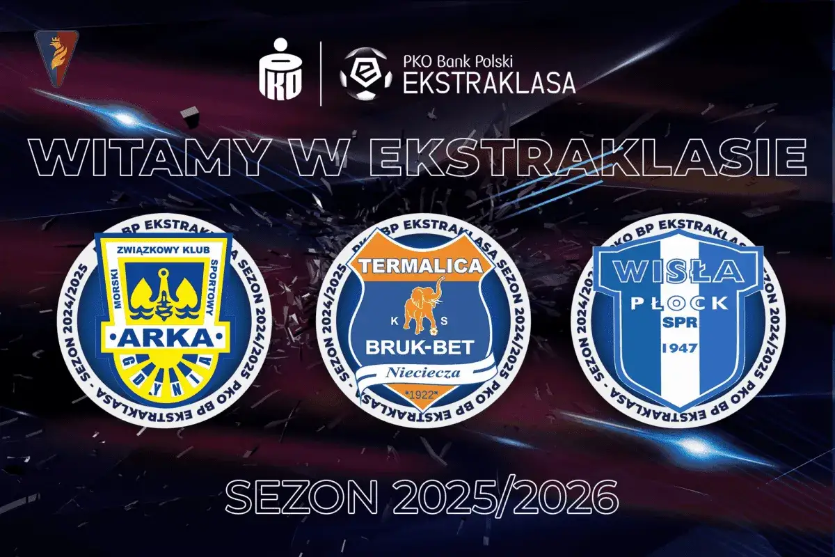Beniaminkowie Ekstraklasy 2025/2026 loga drużyn
