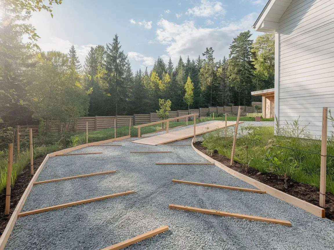 planowanie podjazdu żwirowego, wytyczanie terenu