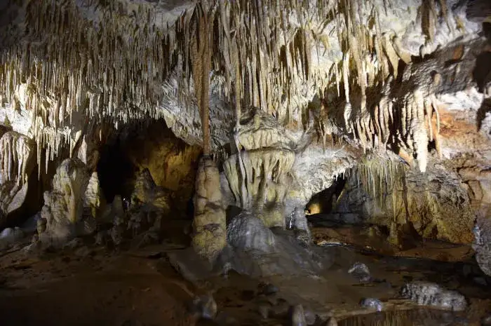 Jaskinia Raj wnętrze stalaktyty i stalagmity