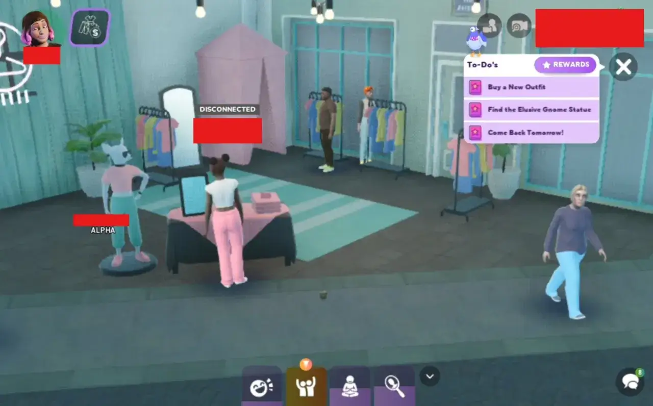 W grze, kt&oacute;ra może być The Sims 5 kiedy, postacie w sklepie z ubraniami wykonują zadania.