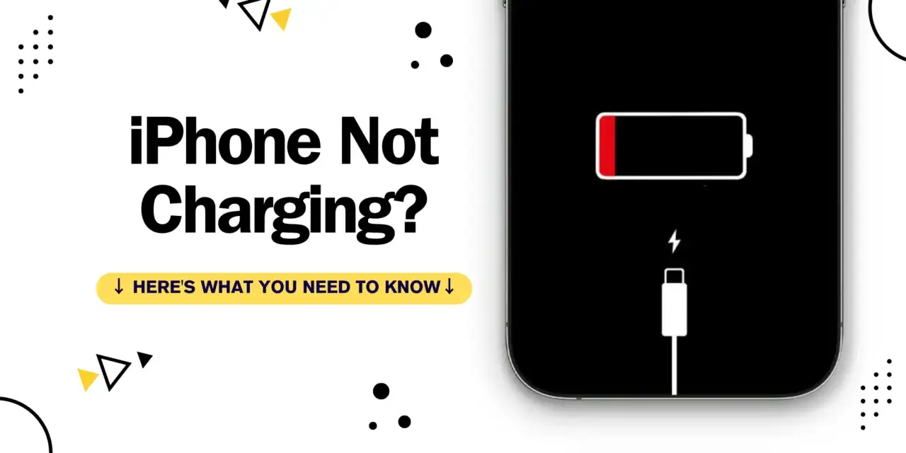 iPhone widzi ładowarkę, ale nie ładuje. Ikona baterii jest czerwona, a symbol błyskawicy pokazuje brak połączenia.