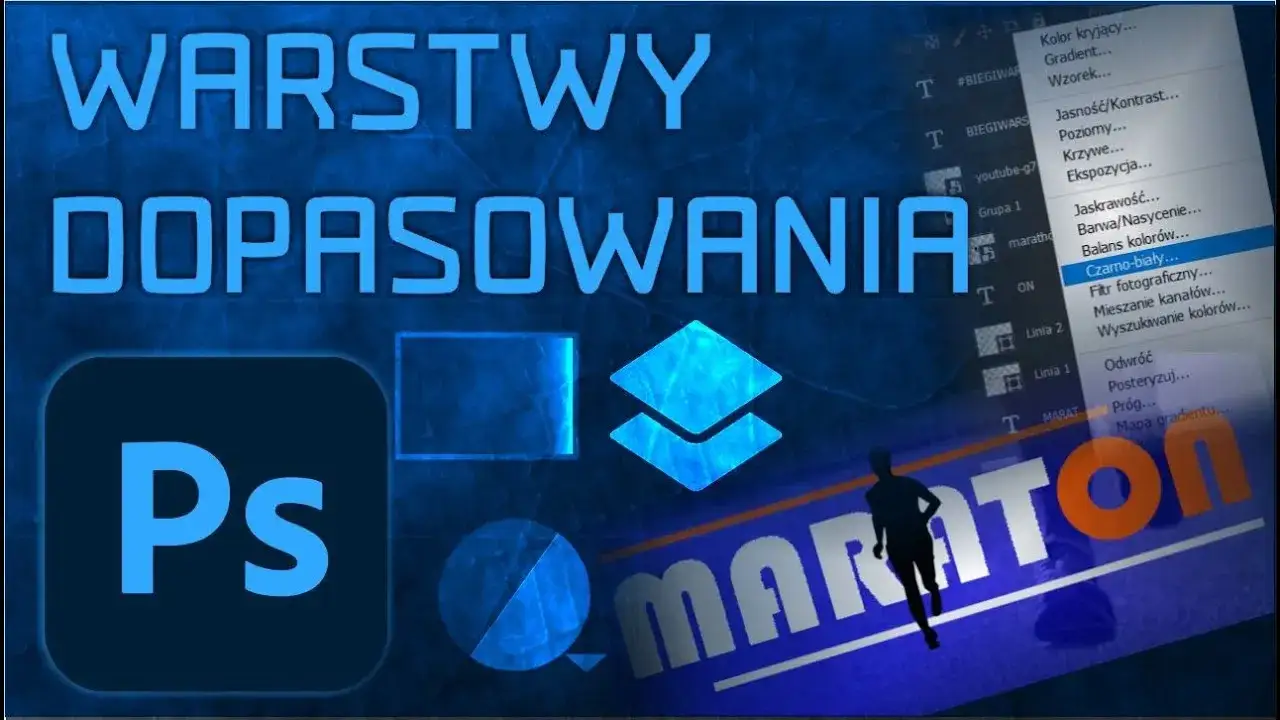 Adobe Photoshop warstwa dopasowania czarno-biały interfejs