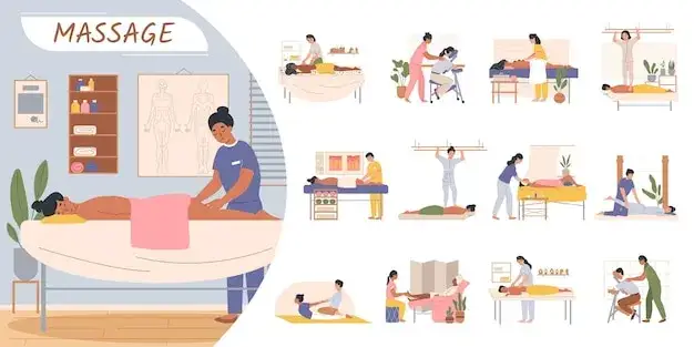 różne rodzaje masażu ilustracja