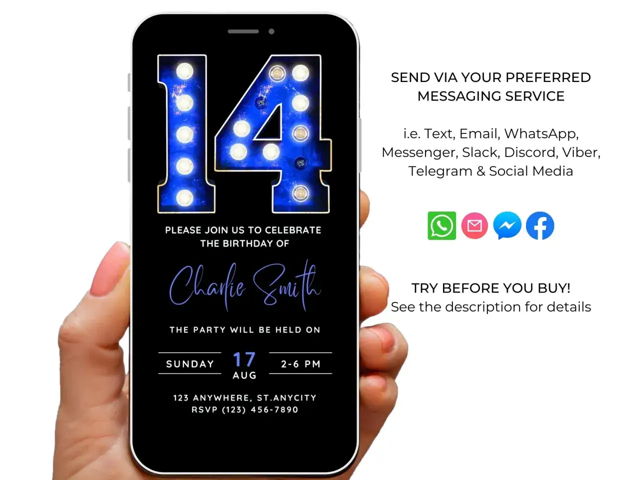 zaproszenie na imprezę w telefonie messenger