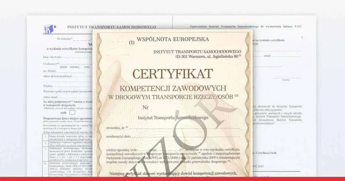 dyplom studia certyfikat kompetencji zawodowych transport