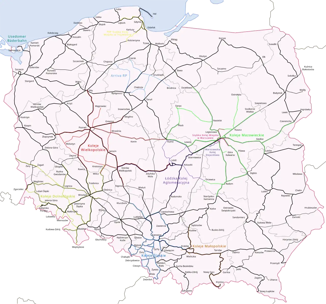 różni przewoźnicy kolejowi w Polsce