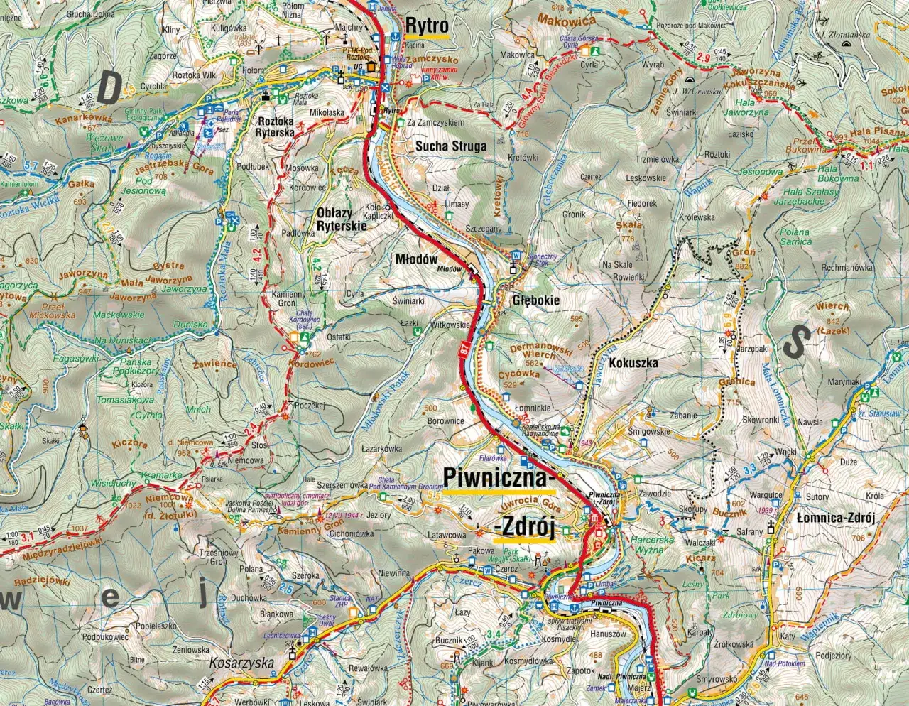 Szlaki turystyczne Beskid Sądecki Łomnica-Zdr&oacute;j