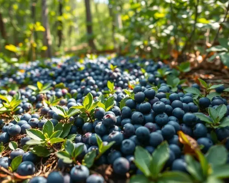 Świeże jagody leśne w koszyku w lesie