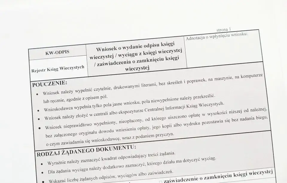 Wniosek o odpis księgi wieczystej online
