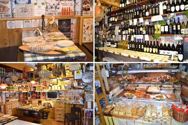 Turista assaggia prodotti locali in puteca tradizionale italiana