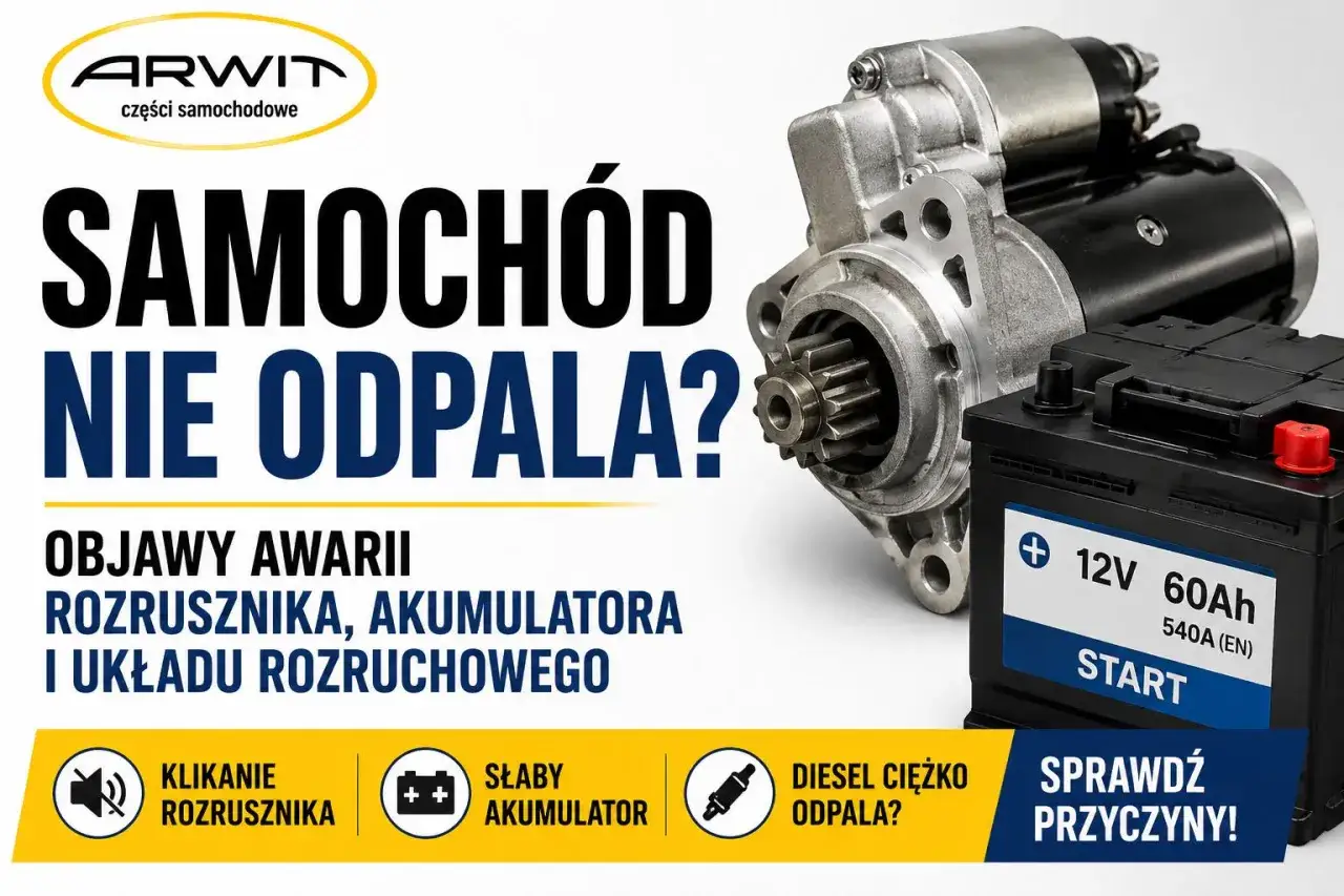 Uszkodzony rozrusznik objawy: samochód nie odpala, słychać klikanie rozrusznika, słaby akumulator, diesel ciężko odpala. Sprawdź przyczyny!