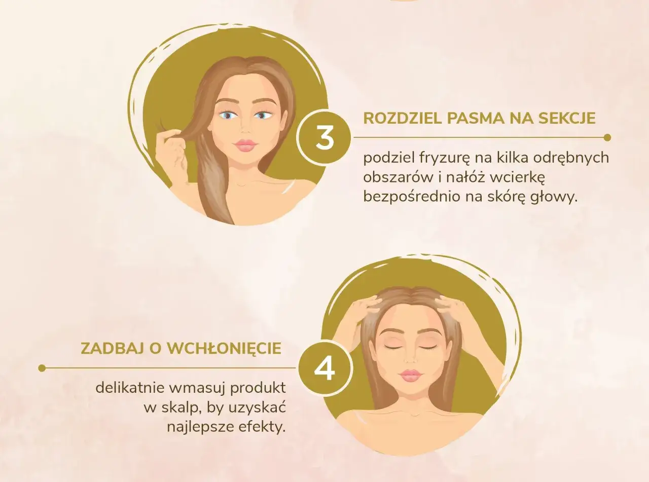 aplikacja wcierki do włos&oacute;w krok po kroku