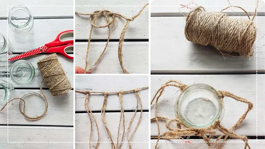 r&oacute;żne grubości sznurka jutowego, akcesoria DIY