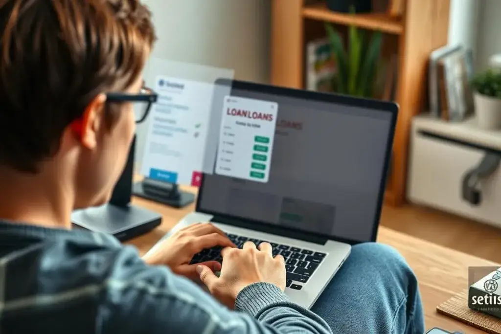 osoba szukająca pożyczki online na laptopie