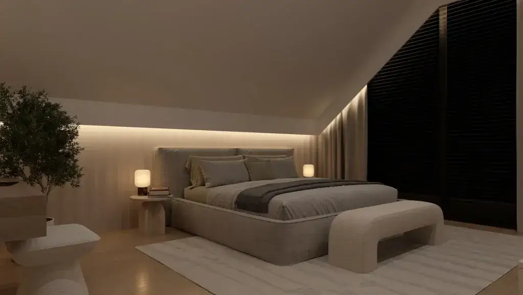 inspirująca sypialnia ze skosami