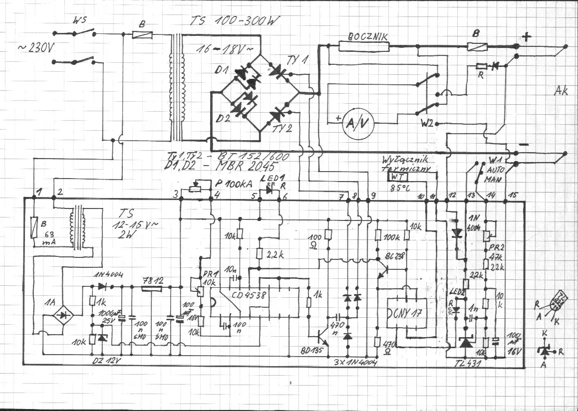 prostownik transformatorowy vs mikroprocesorowy, schemat działania prostownika mikroprocesorowego