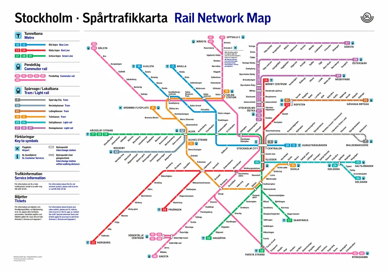 Mapa komunikacji miejskiej w Sztokholmie. Zaplanuj swój sztokholm w jeden dzień, korzystając z metra, pendolino i tramwajów.