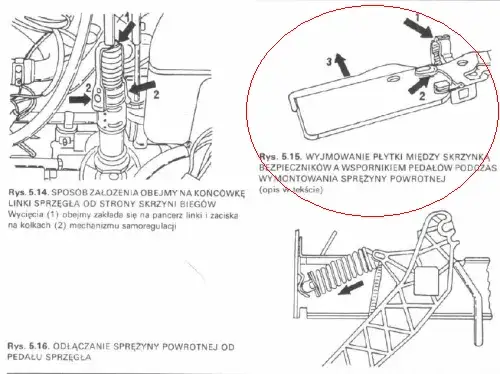 schemat linki sprzęgła z samoregulacją