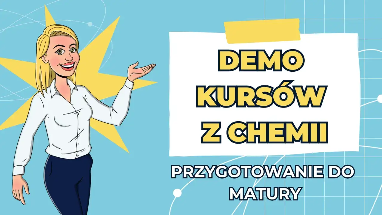 Uśmiechnięta kobieta zaprasza na demo kursów z chemii. Dowiedz się, jak nauczyć się chemii i przygotować do matury.
