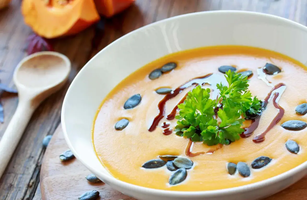 minestra zucca patate impiattamento gourmet