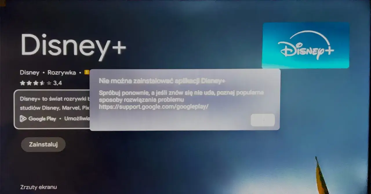 Telewizor Sony z ikoną aplikacji Disney+ na ekranie gł&oacute;wnym