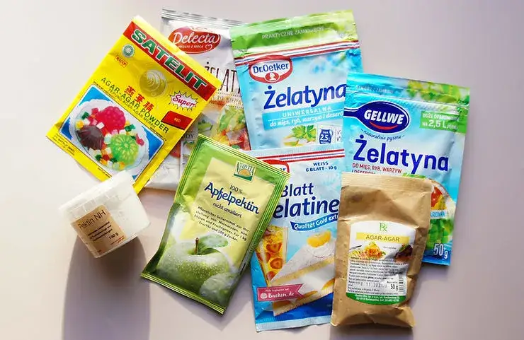 żelatyna w listkach agar agar galaretka proszek