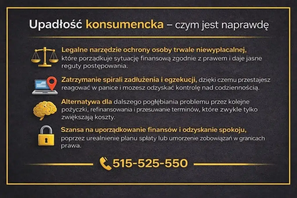 kto może ogłosić upadłość konsumencką infografika
