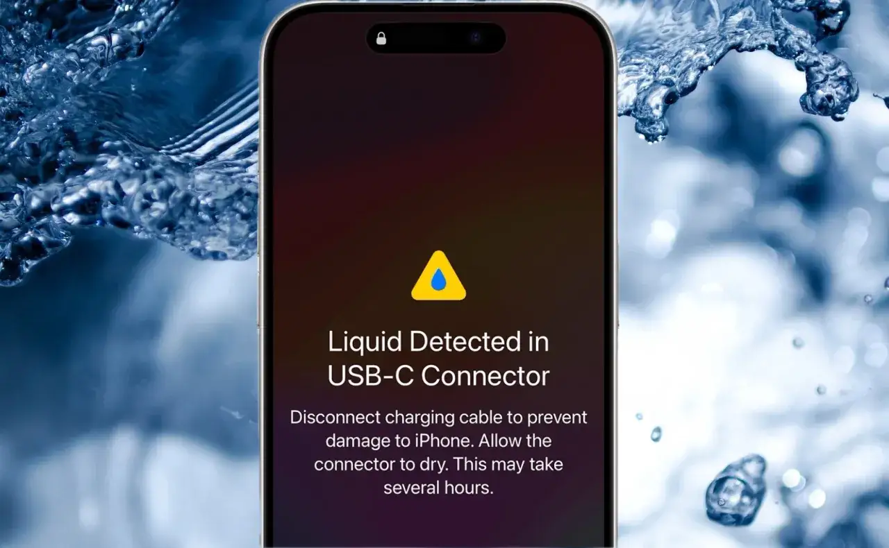 iPhone wpadł do wody, ale działa. Wyświetla komunikat 