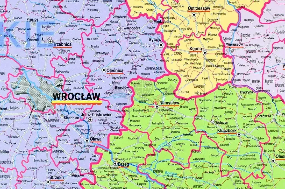 Mapa administracyjna Polski powiaty i województwa