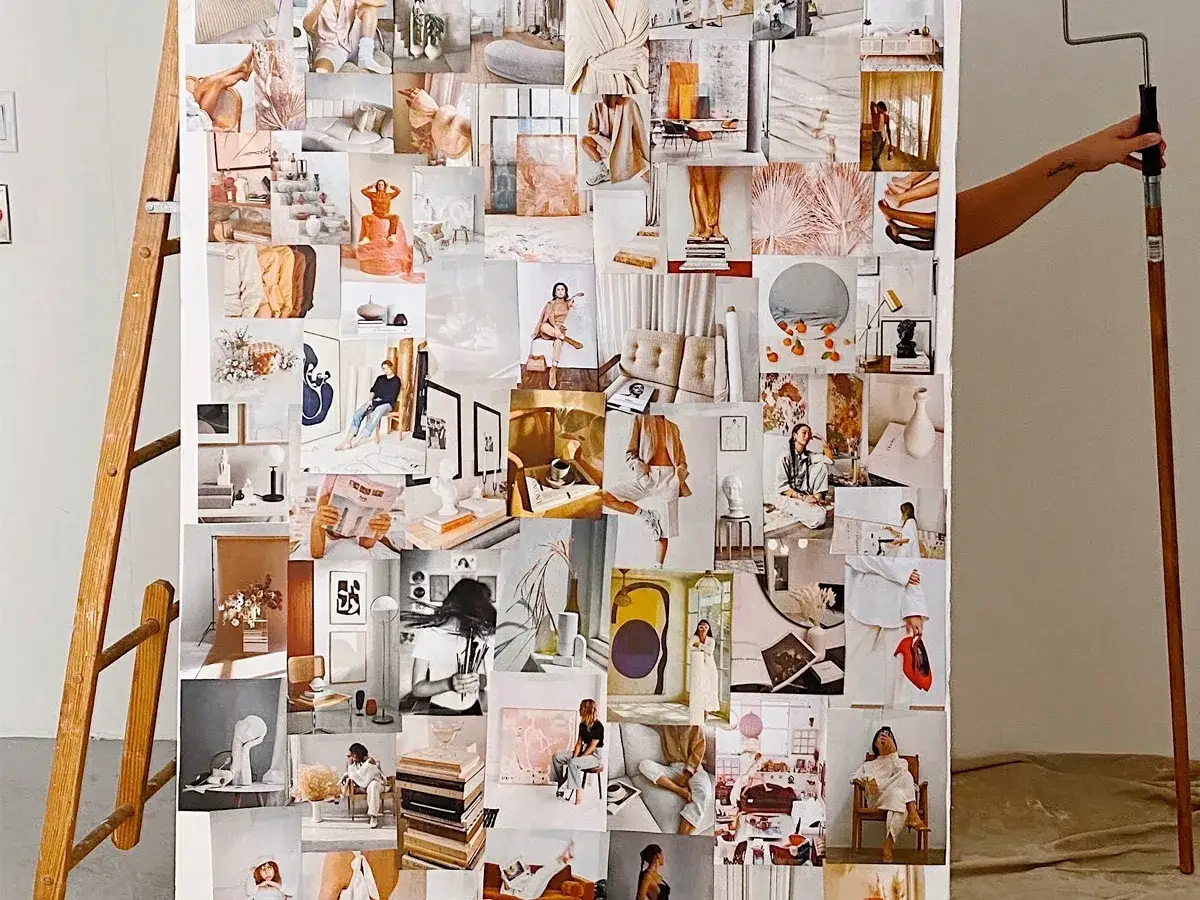Jak stworzyć spójny moodboard stylowej imprezy: narzędzia i inspiracje. Kolaż zdjęć z wnętrzami, modą i detalami tworzy inspirującą wizję.