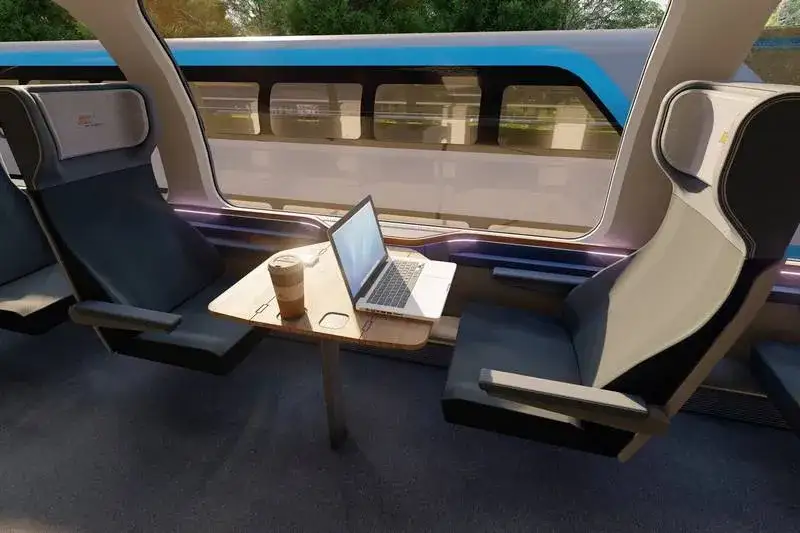 nowoczesny pociąg wnętrze laptop