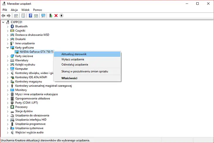 aktualizacja sterowników windows 10