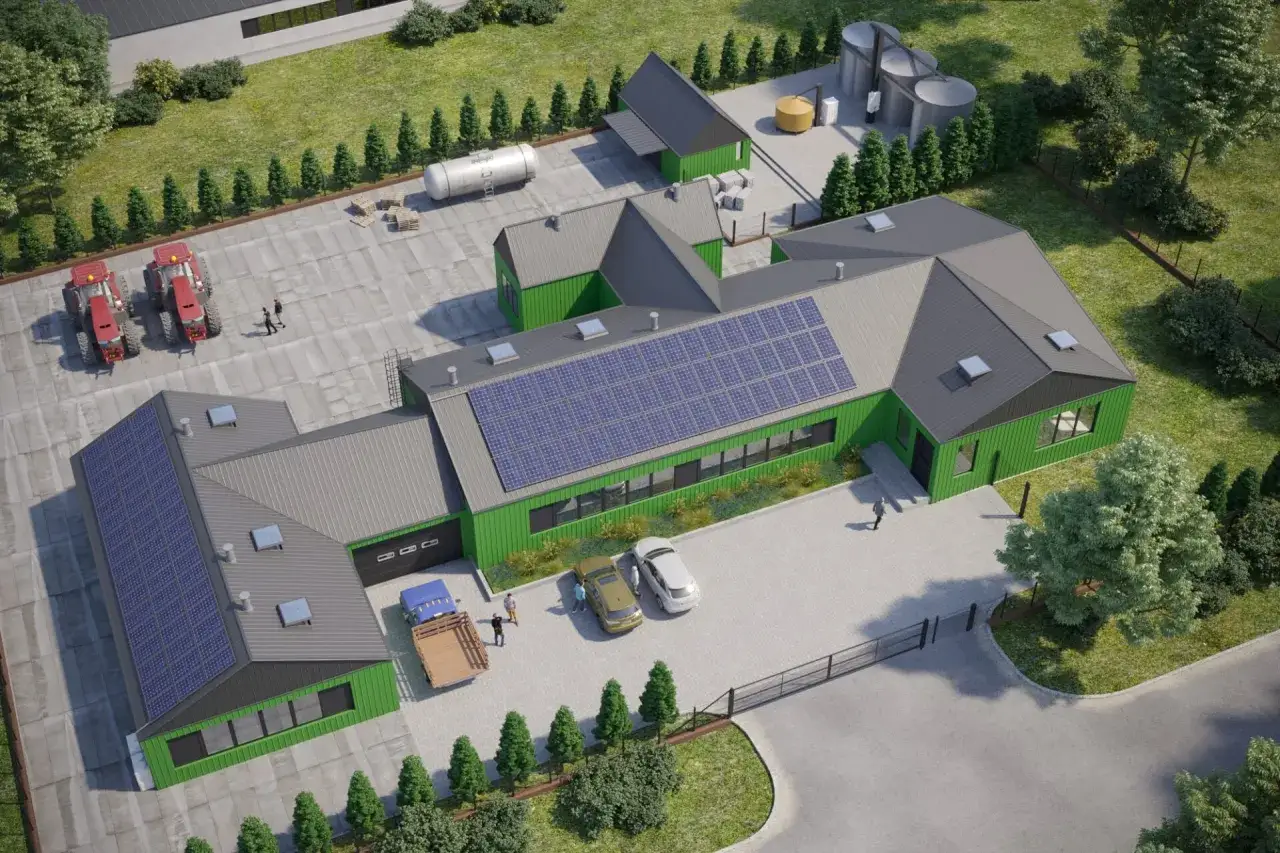 Nowoczesne gospodarstwo z fotowoltaiką na dachu. Dofinansowanie dla rolników fotowoltaika to szansa na zieloną energię.