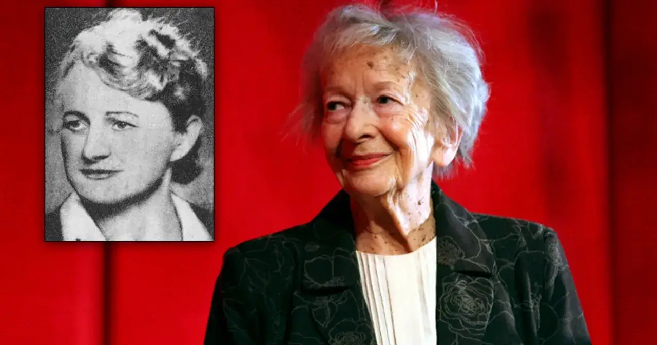 Minuta ciszy po Ludwice Wawrzyńskiej. Obok młode zdjęcie, obok uśmiechnięta starsza pani.