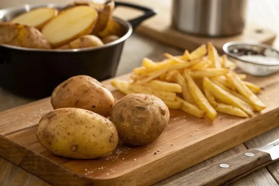 najlepsze ziemniaki na frytki, krojenie ziemniaków na frytki