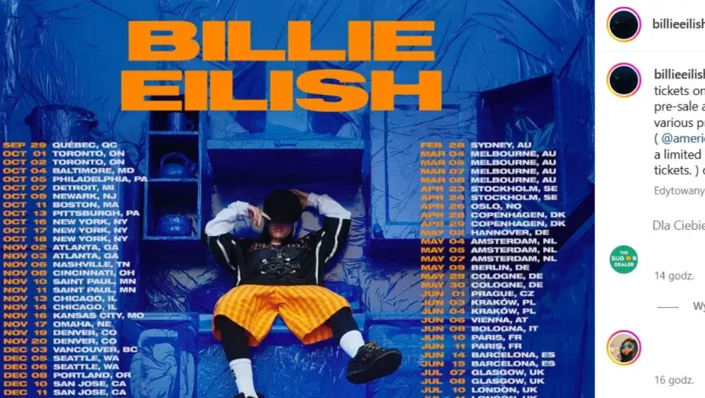 Billie Eilish koncert Polska mapa miejsc ceny