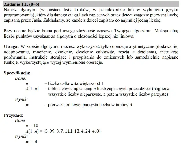przykładowe zadanie algorytmiczne matura informatyka