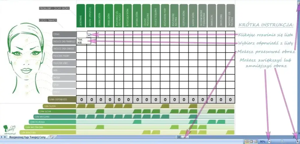 r&oacute;żne typy cery schemat